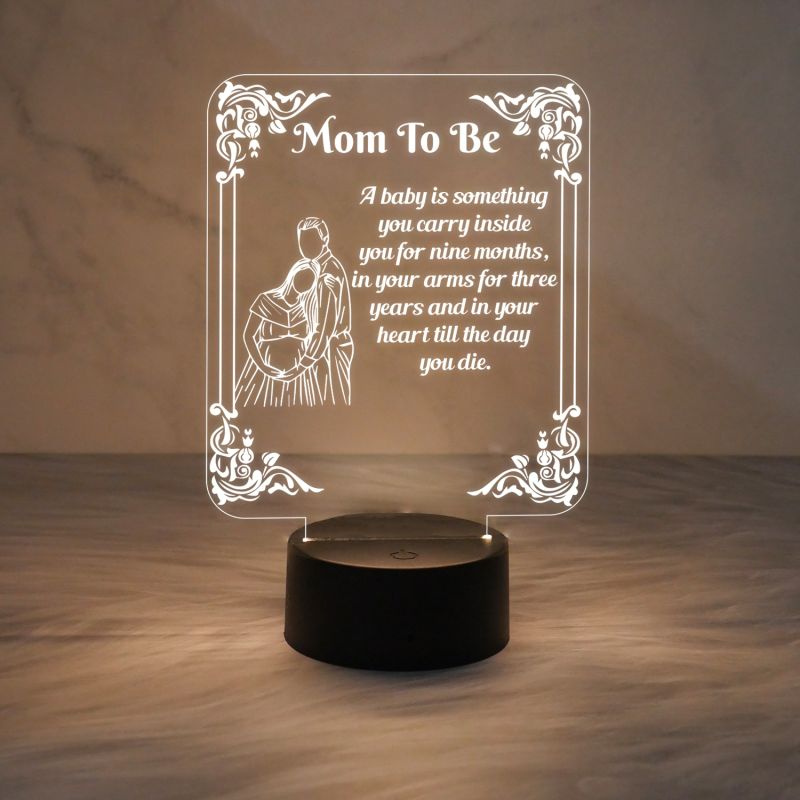 Mom to Be Engraved Night Lamp for Home Decor Light with Warm White Light & On/Off Touch Button | Gift for Pregnant Women | Mom to Be Gift